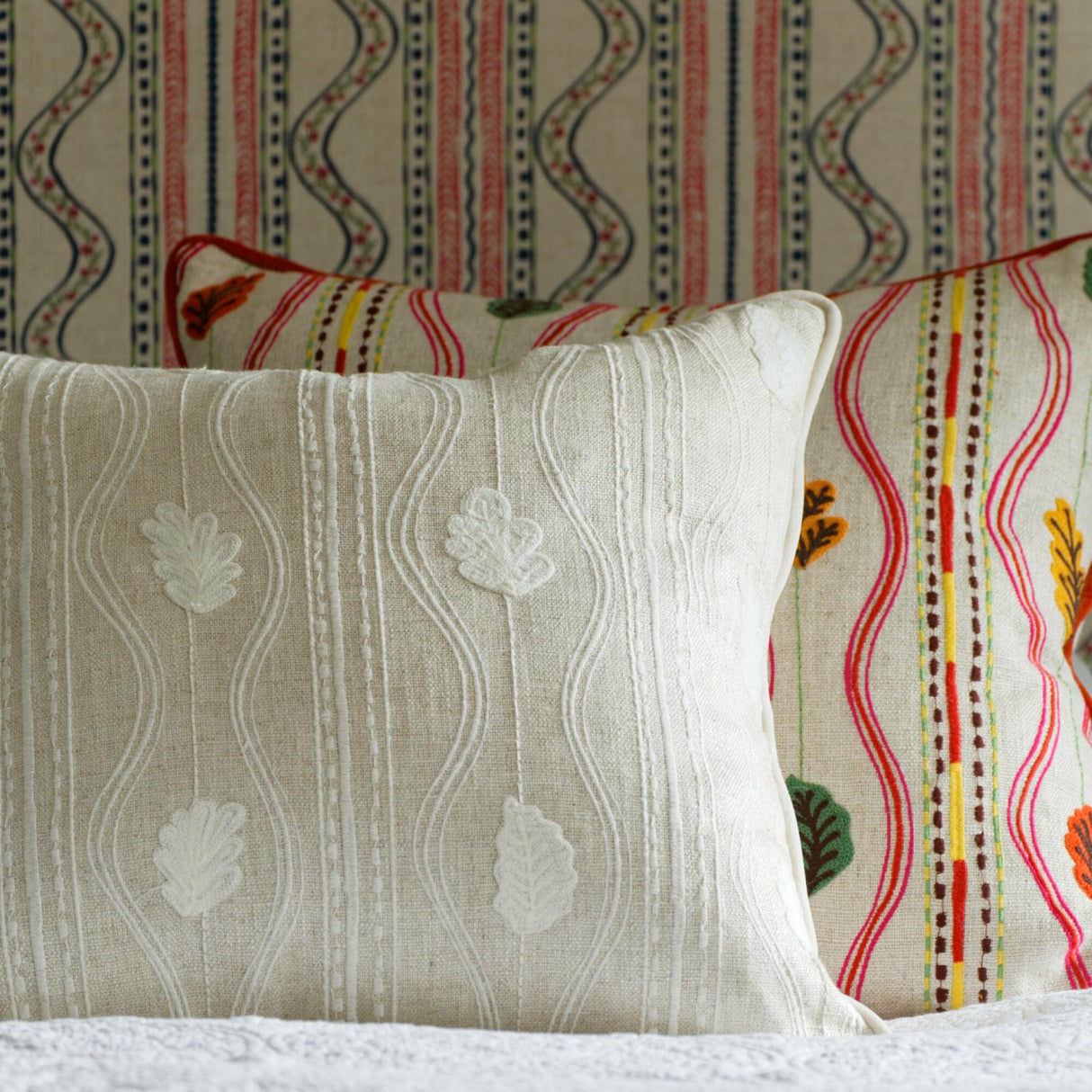 Embroidered Oak Leaves Cushion | Oroa.com
