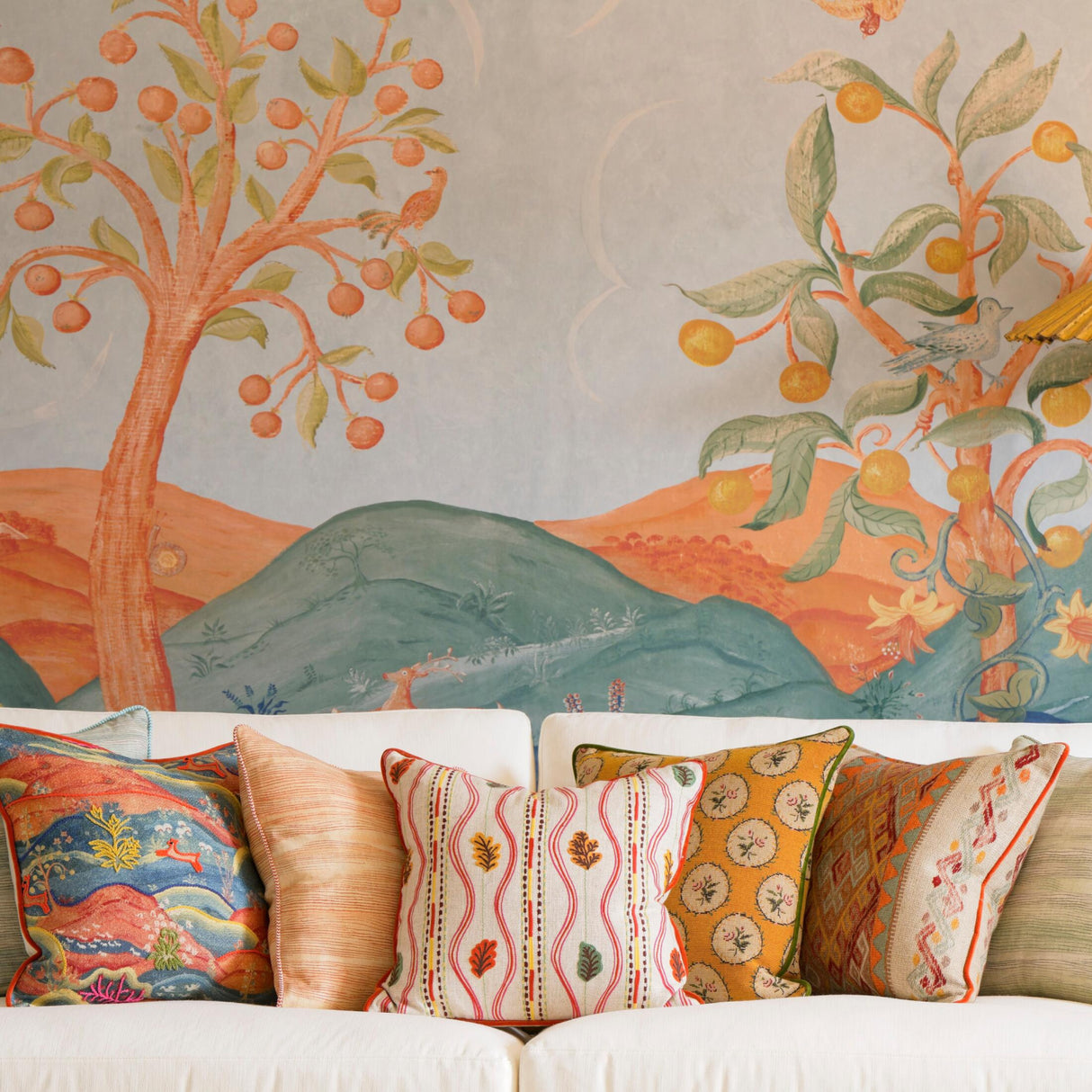 Embroidered Oak Leaves Cushion | Oroa.com