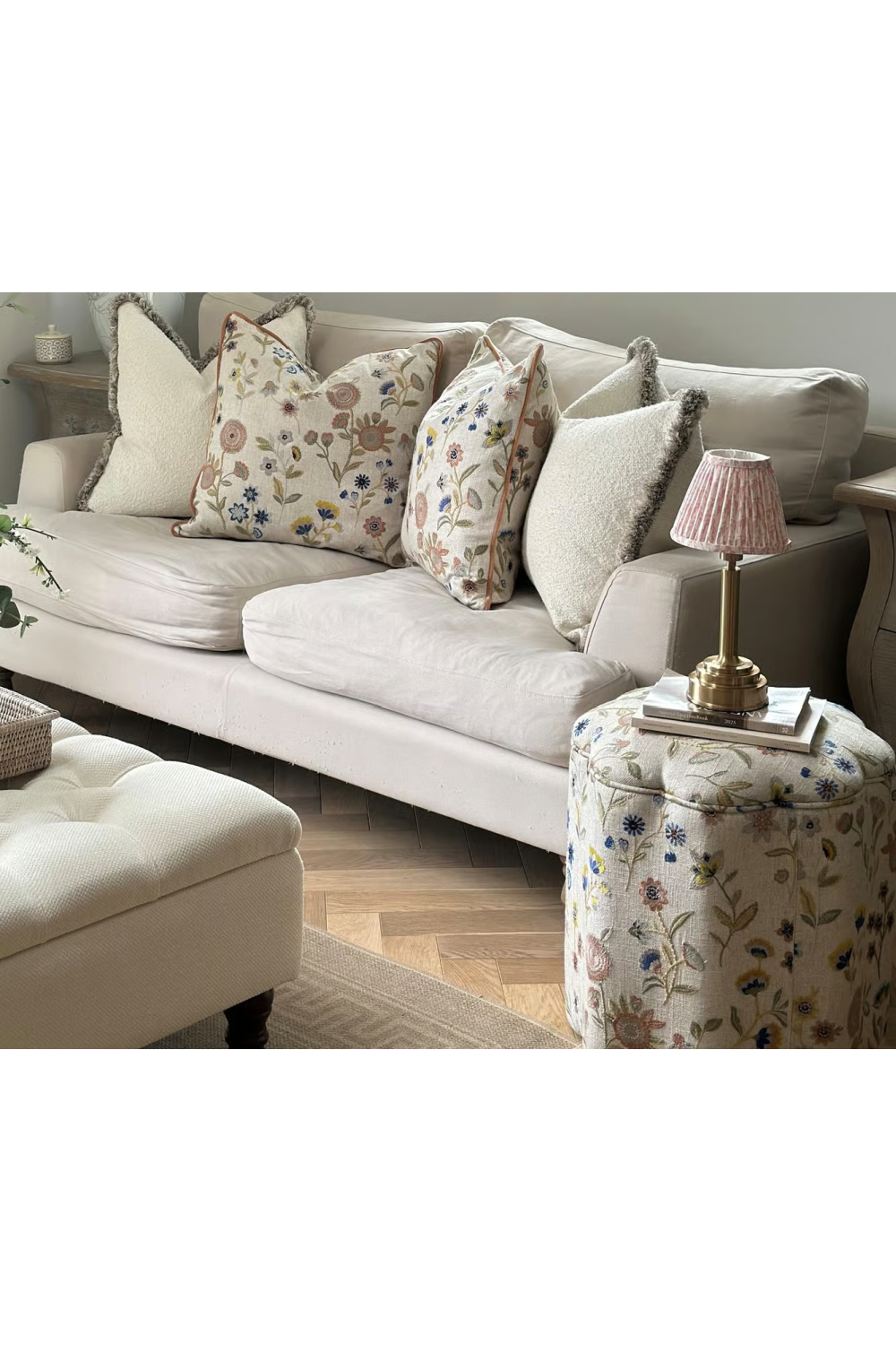 Fabric Upholstered Ottoman | Andrew Martin Daisy | Oroa.com