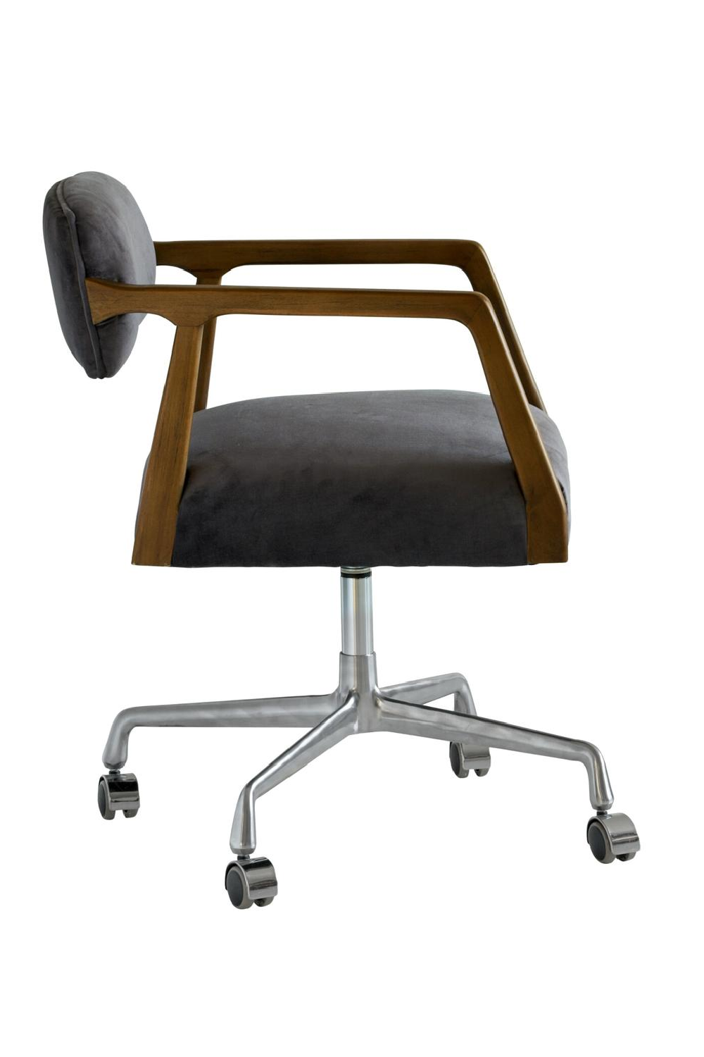 Gray Velvet Swivel Desk Chair | Andrew Martin Theo | Oroa.com