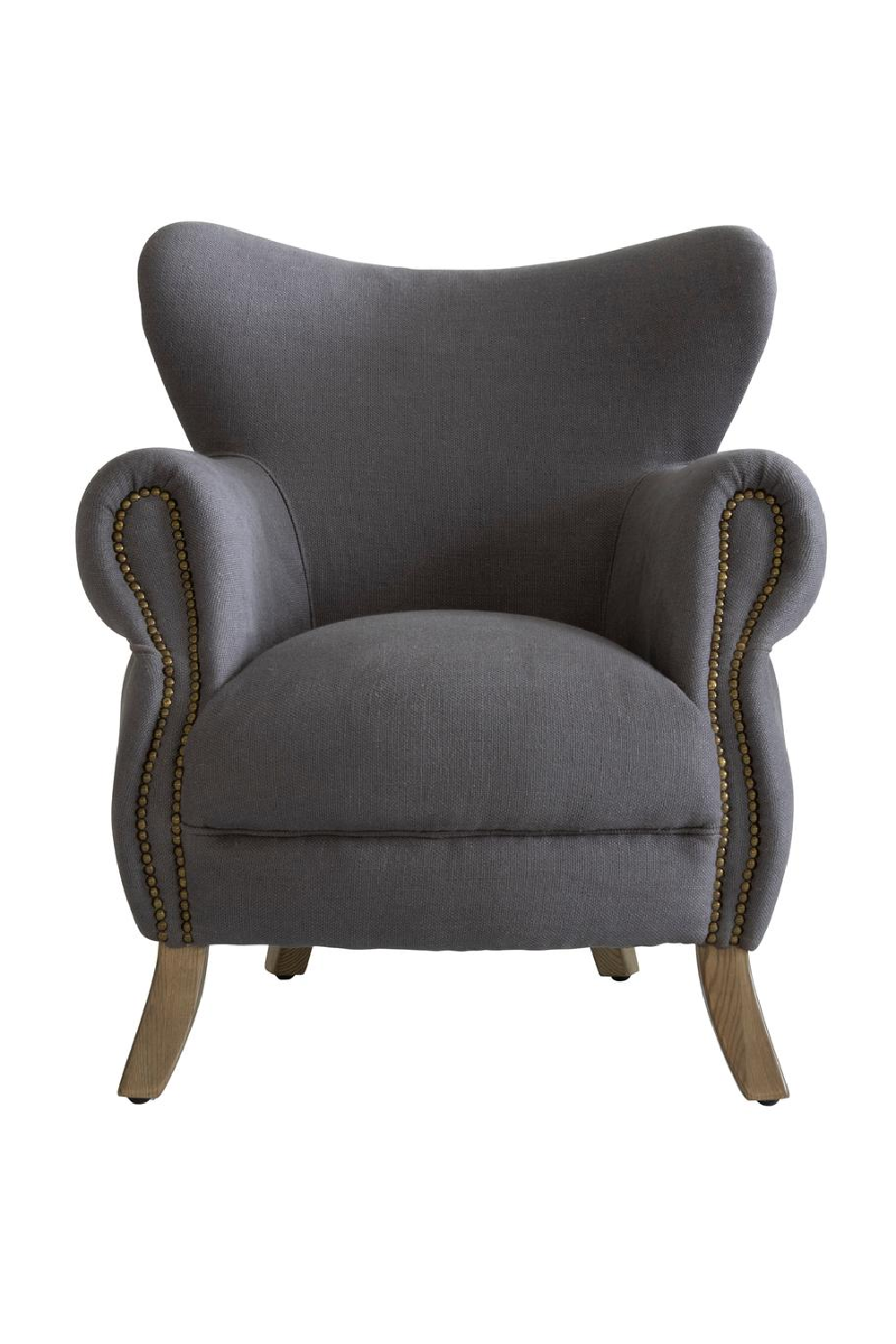 Gray Linen Studded Armchair | Oroa.com