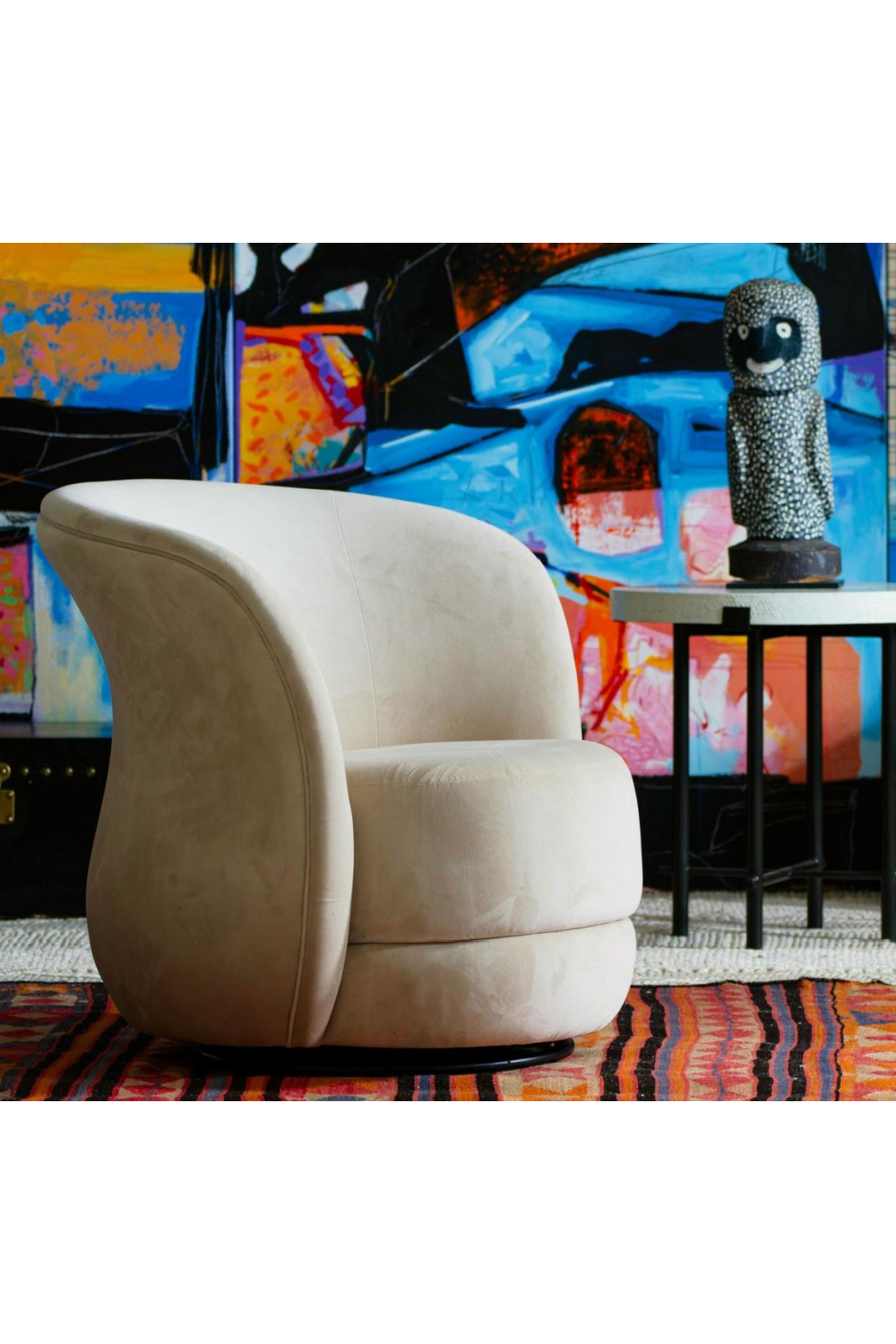 Cream Suede Swivel Armchair | Oroa.com