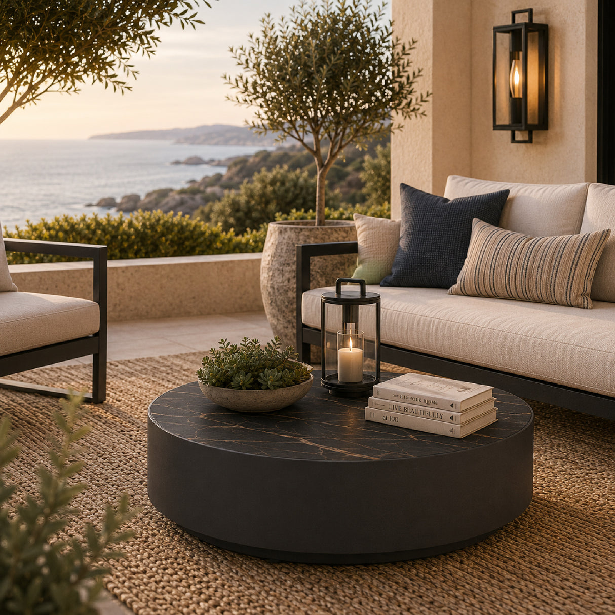 Round Ceramic Outdoor Coffee Table | Oroa.com
