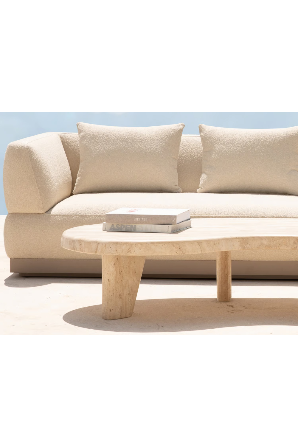 Travertine Curved Coffee Table | Andrew Martin Lucca | Oroa.com