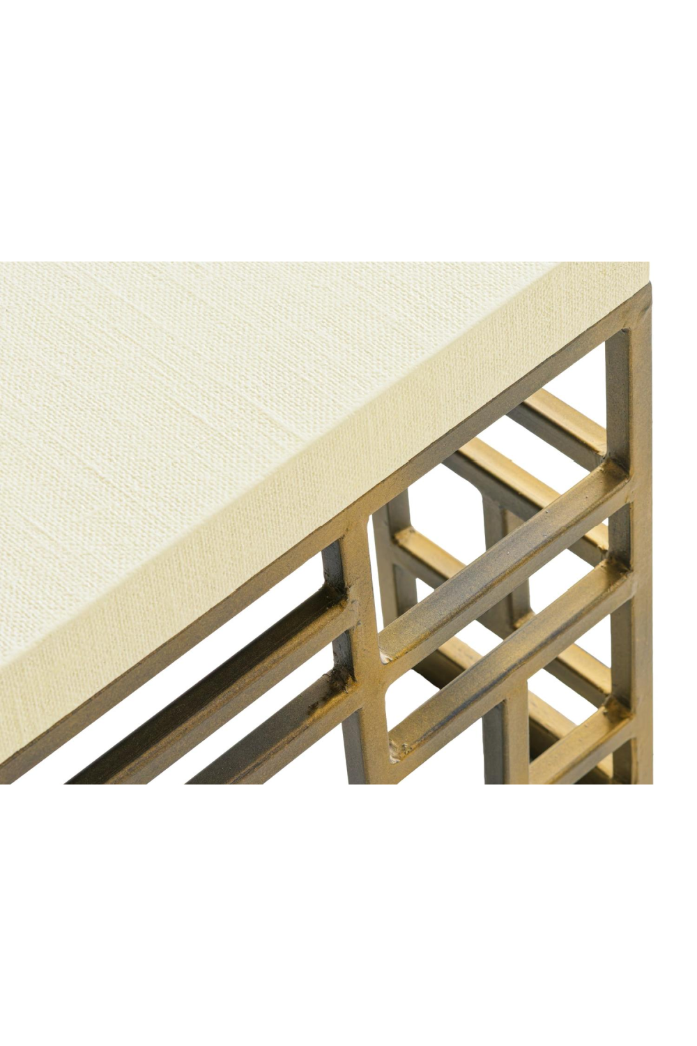 Cream Linen Brass Coffee Table | Andrew Martin Minerva | Oroa.com