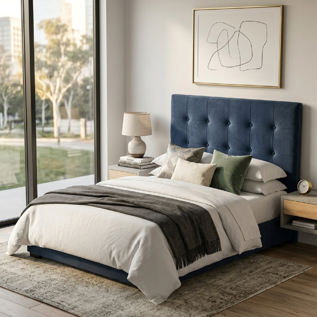Blue Quilted Headboard | Oroa.com