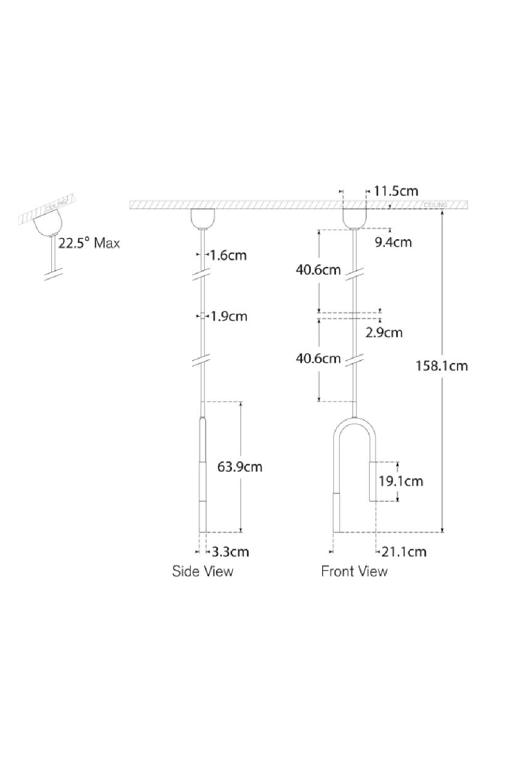 Curved Hook Pendant Lamp | Andrew Martin Rousseau | Oroa.com