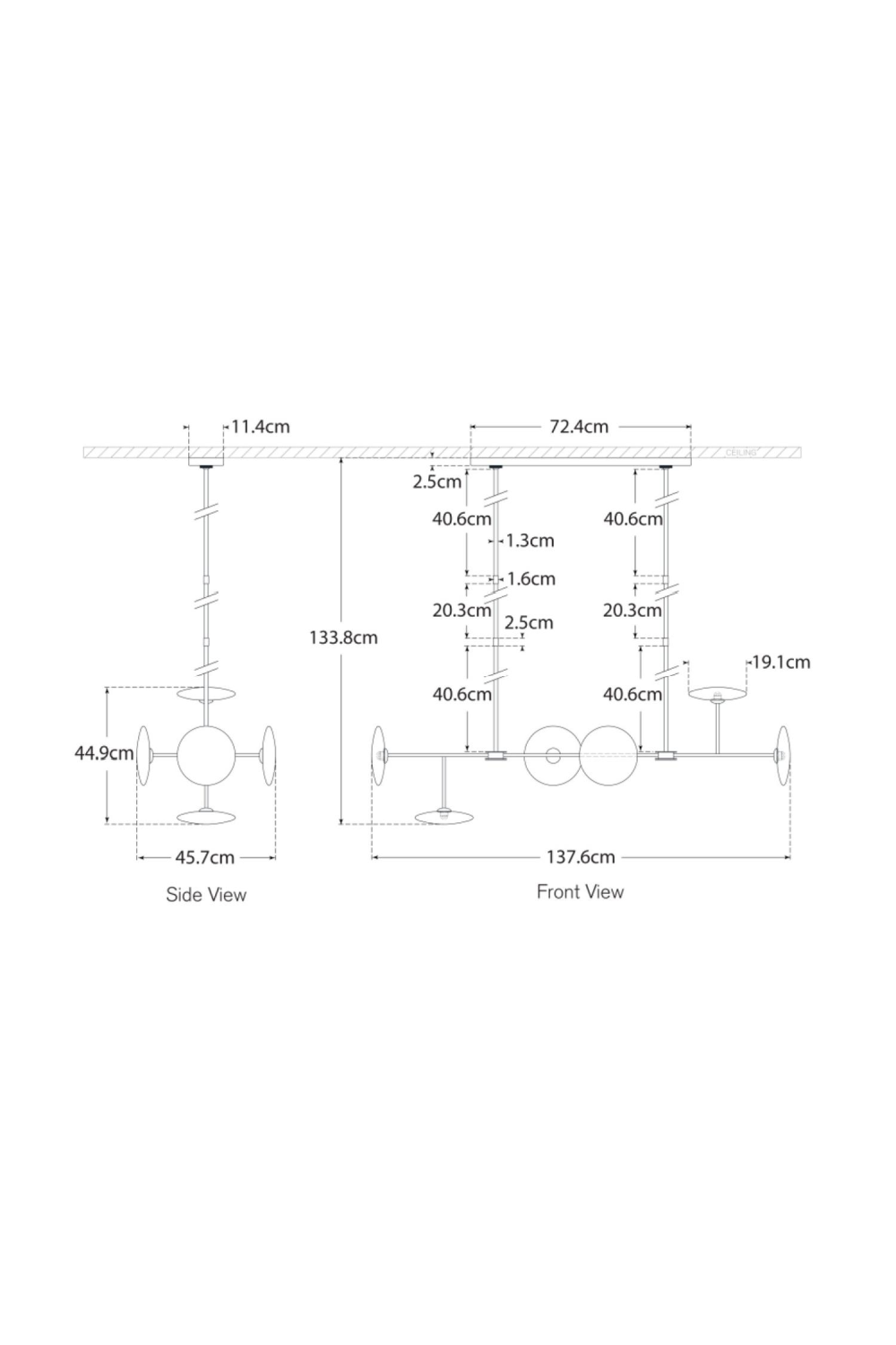 Glass Discs Linear Chandelier | Andrew Martin Calvino | Oroa.com