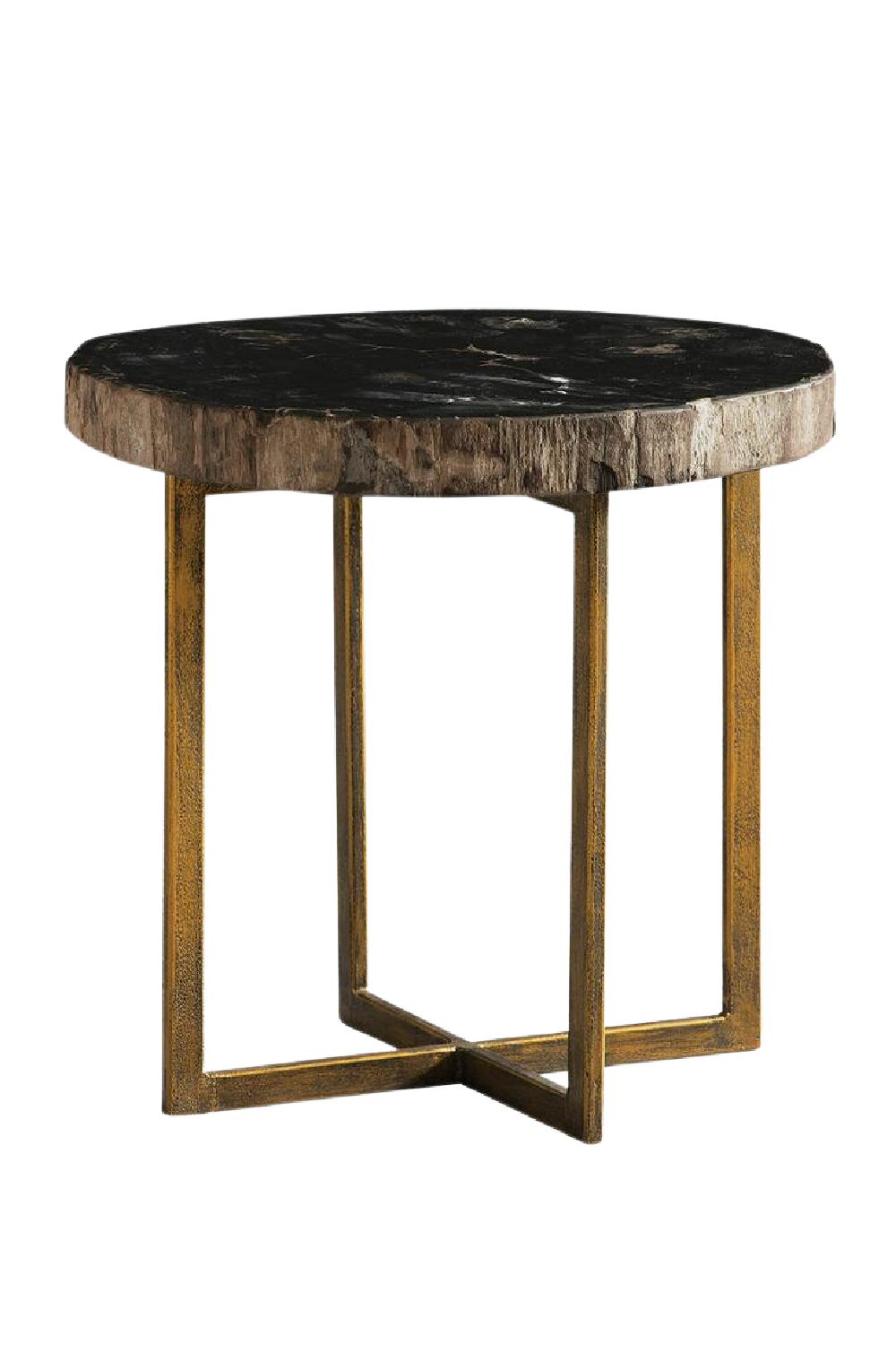 Round Petrified Wood Side Table | Andrew Martin Jonah | Oroa.com