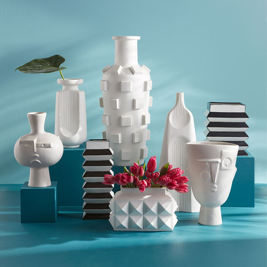 Porcelain Studded Low Vase | Jonathan Adler Charade | Oroa.com