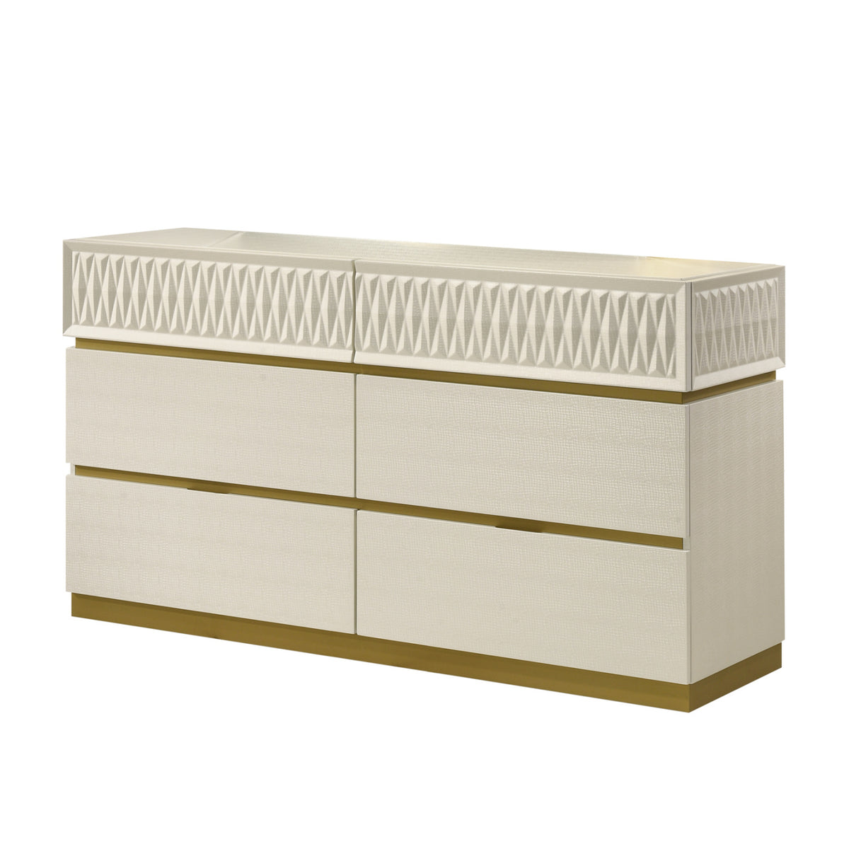 Stanley Modern Gray Crocodile Texture 6-Drawer Dresser | OROA