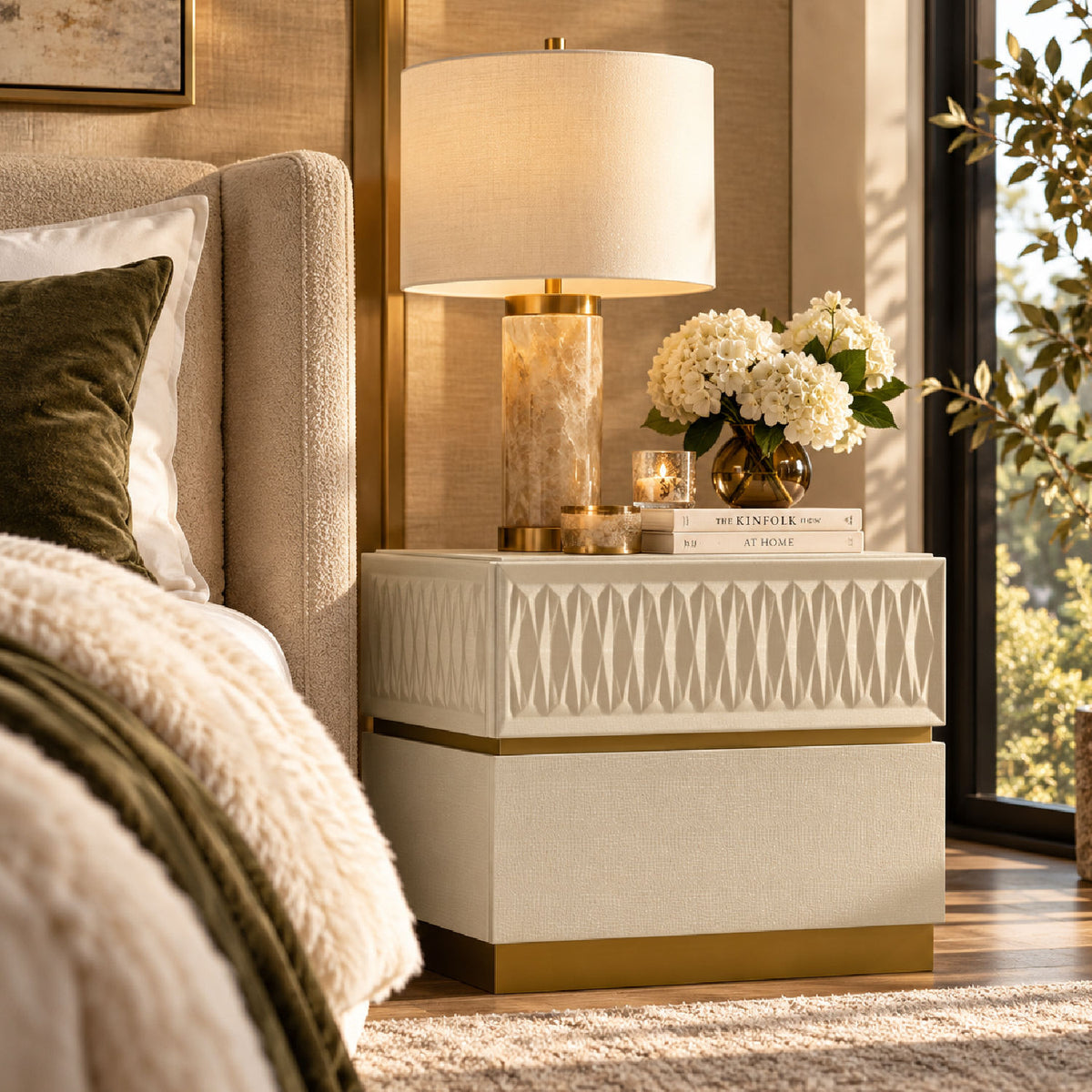 Crocodile Texture Finish Nightstand | OROA