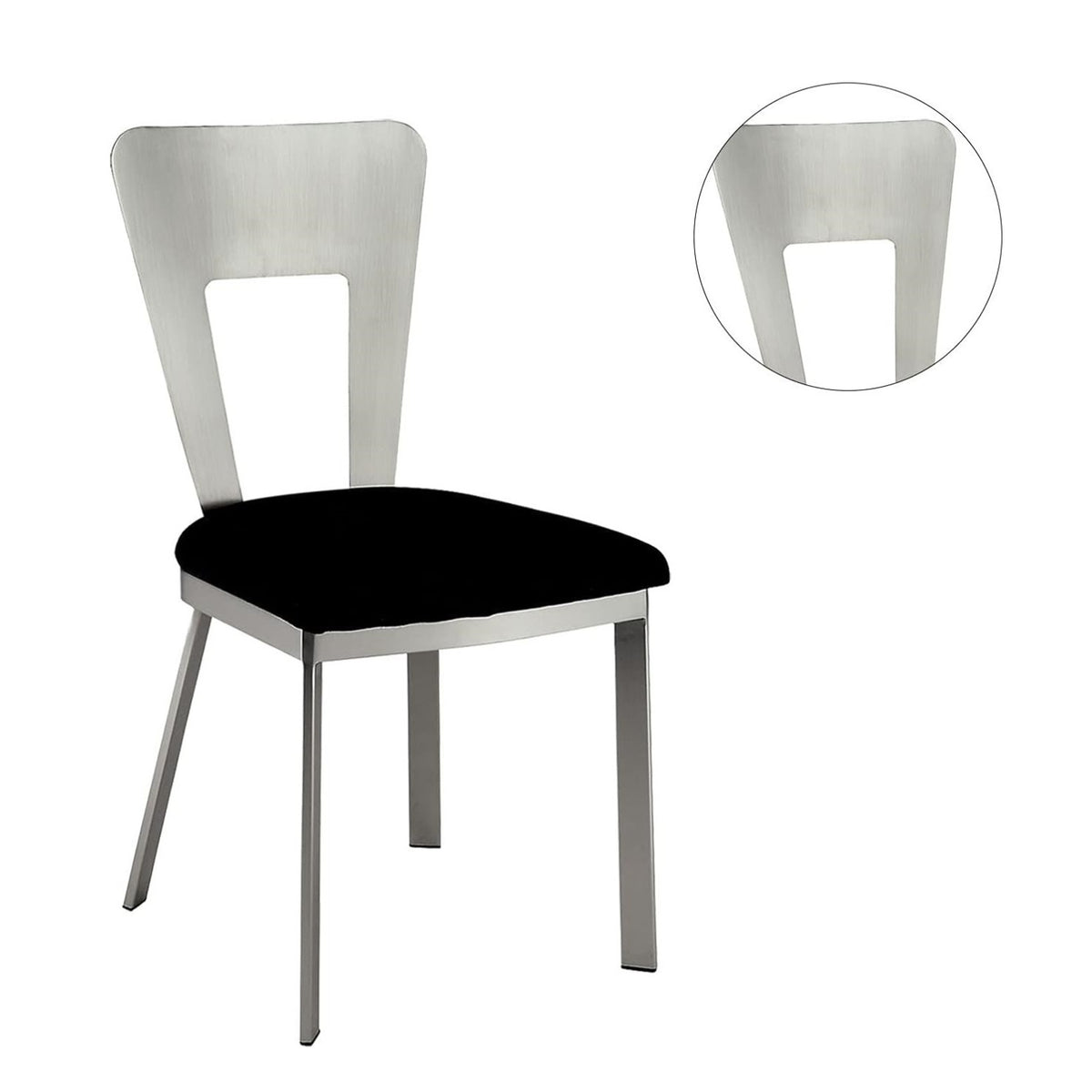 Modern European furniture - Contemporary Silver Metal Dining Chairs (2) - www.oroa.com