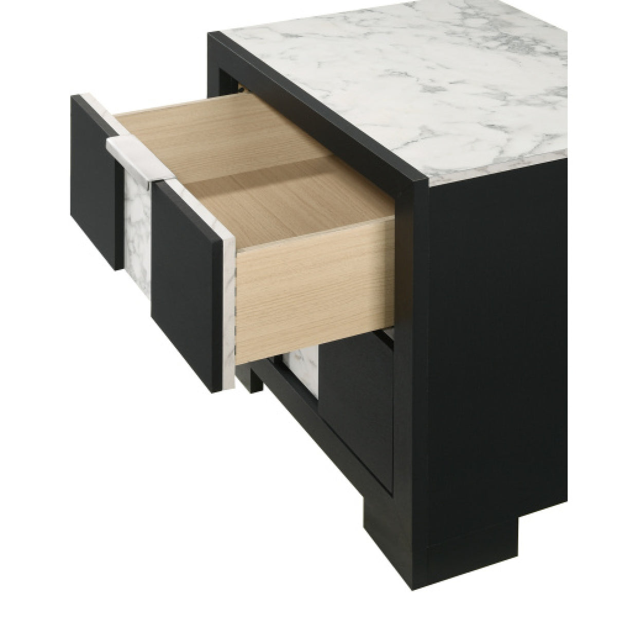 Black White Two Drawer Nightstand | OROA