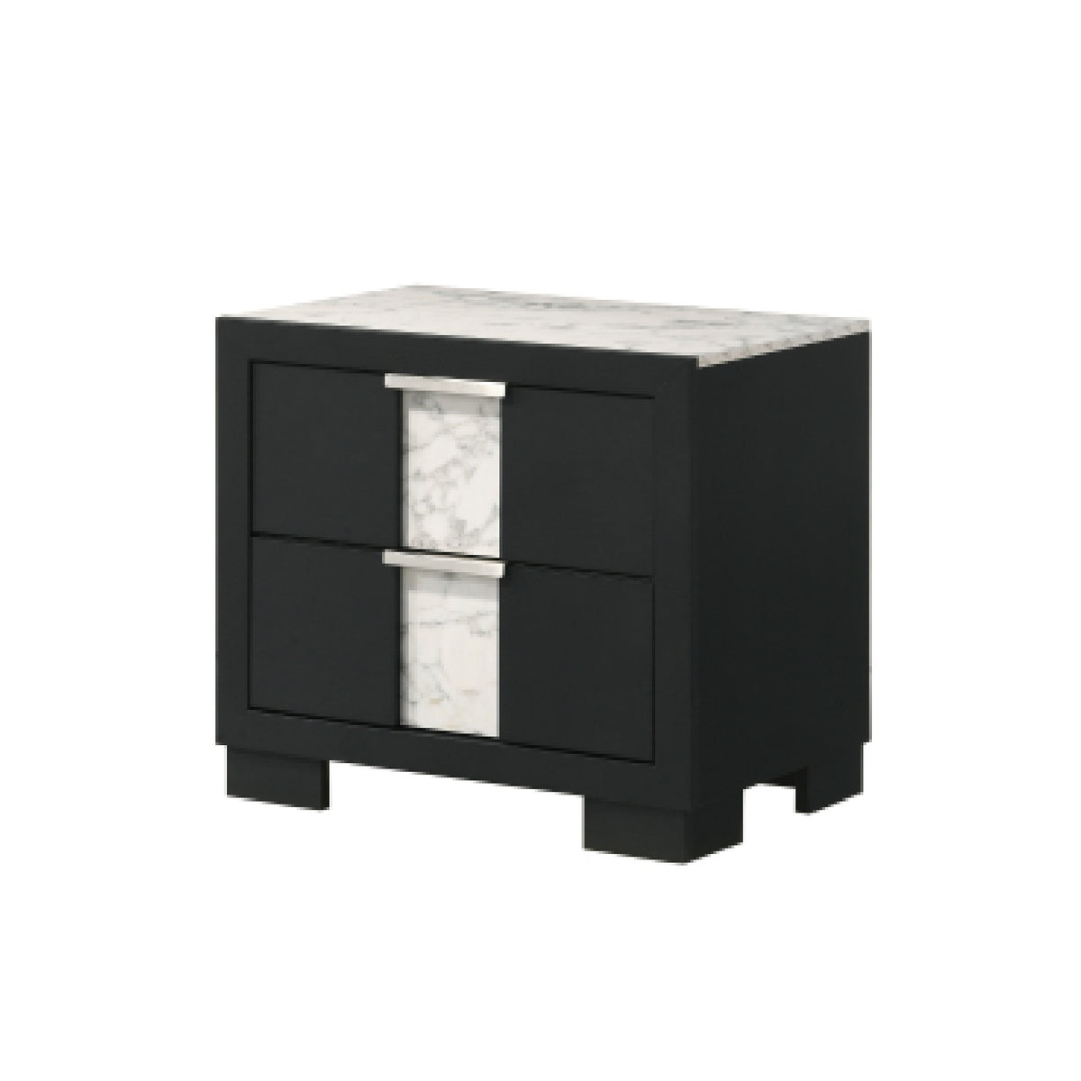 Black White Two Drawer Nightstand | OROA