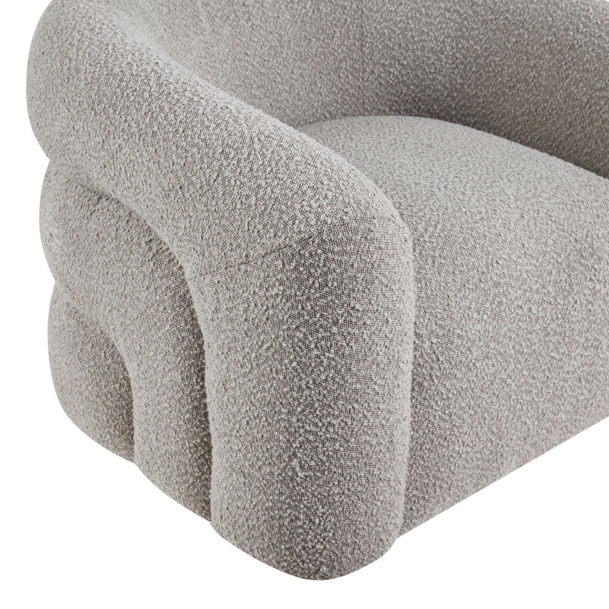 Modern Gray Boucle Upholstered Swivel Accent Chair | OROA