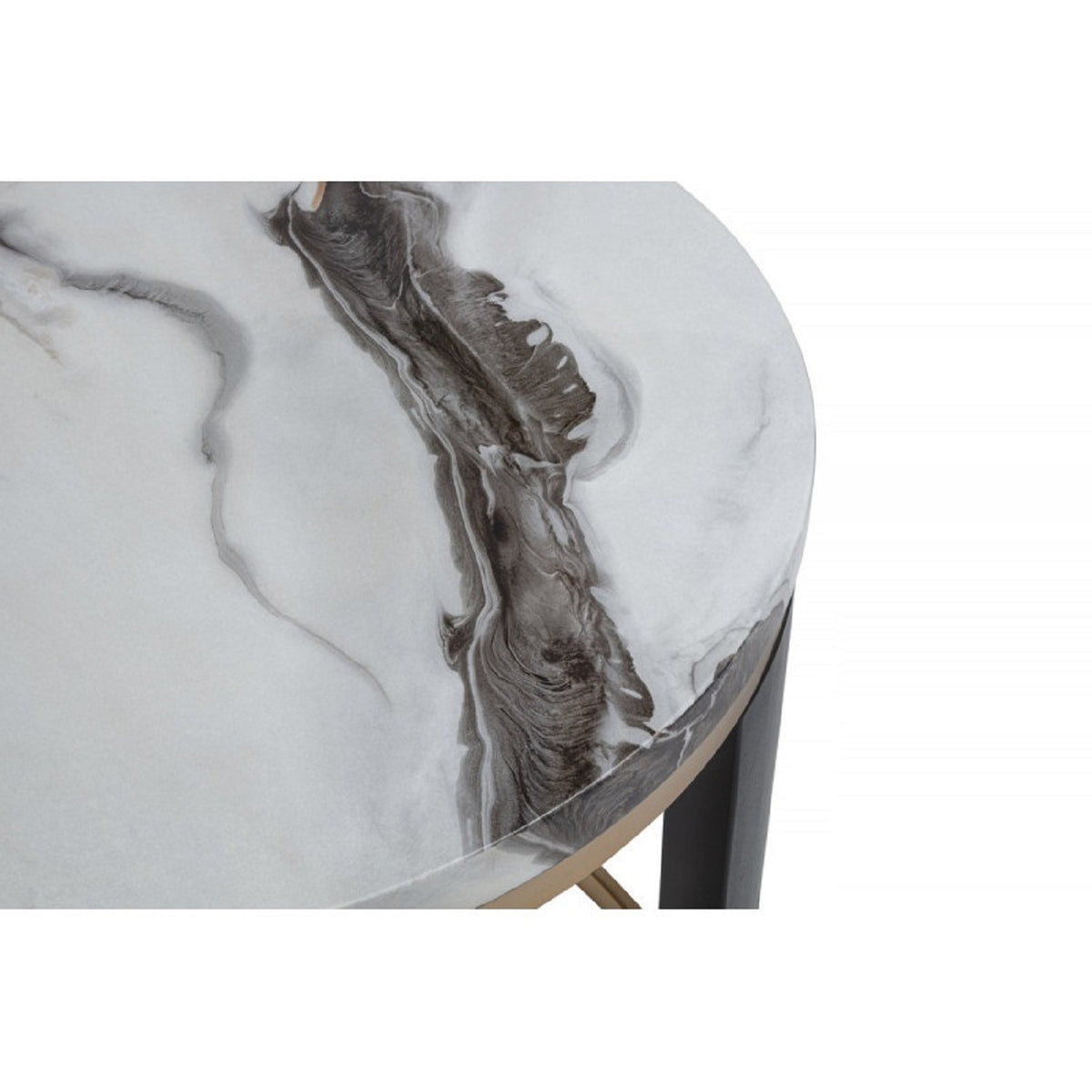 Round Ivory Faux Marble End Table | OROA