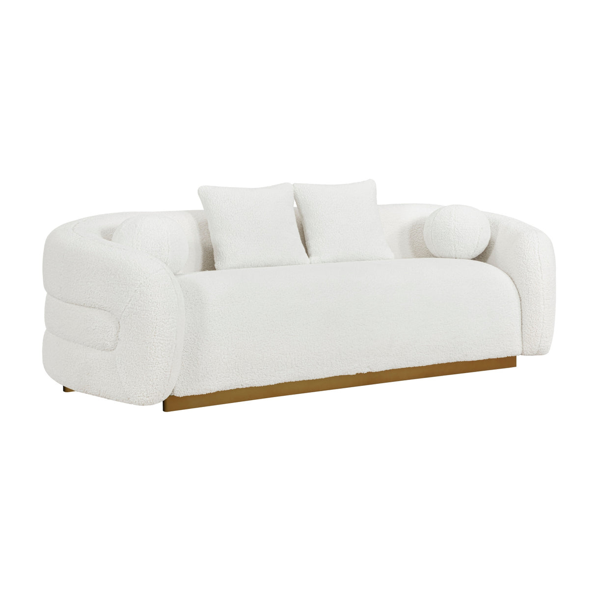 White Fabric Upholstered Sofa with Pillows | OROA