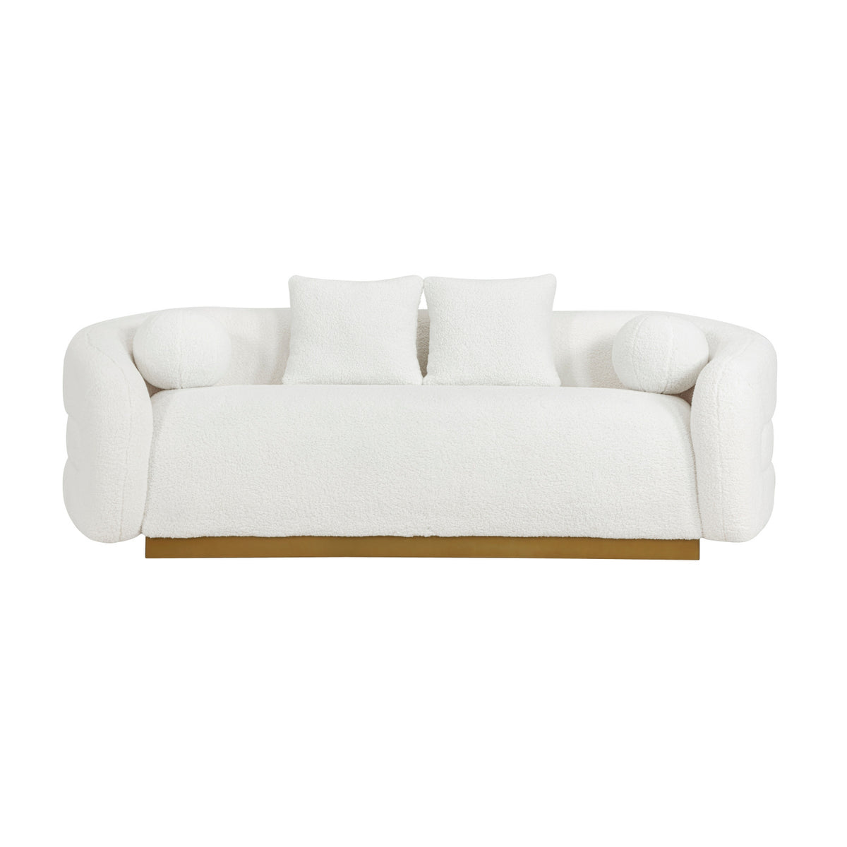White Fabric Upholstered Sofa with Pillows | OROA