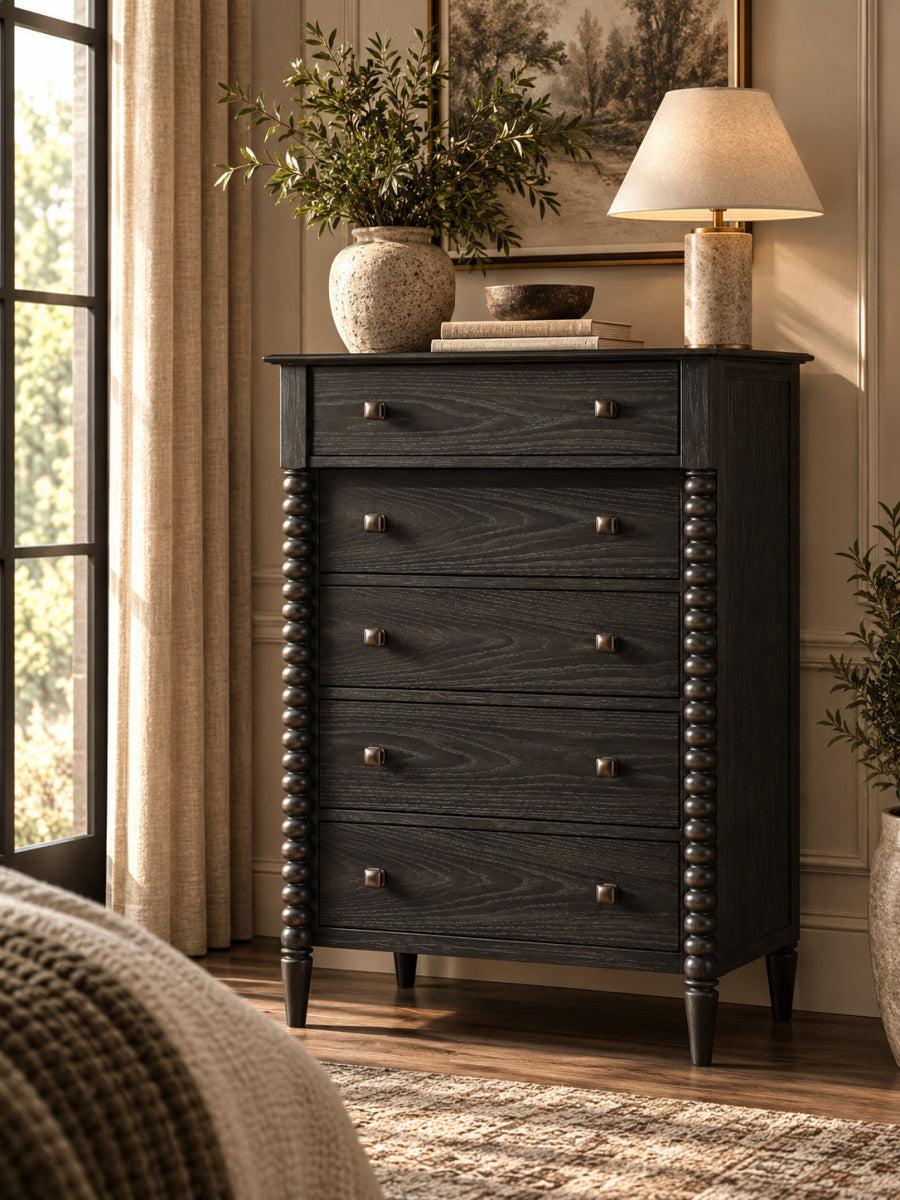 Modern European furniture - Elegant Espresso Five-Drawer Traditional Storage Chest - www.oroa.com