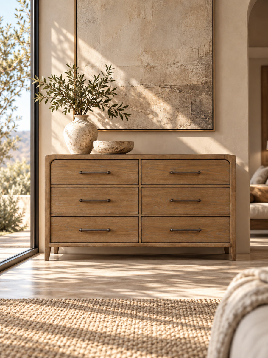 Modern Brown Dresser of 6 Drawers | OROA