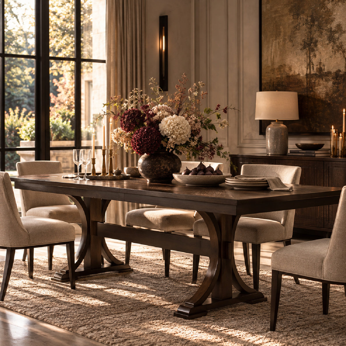 Brown Wooden Extendable Dining Table | OROA