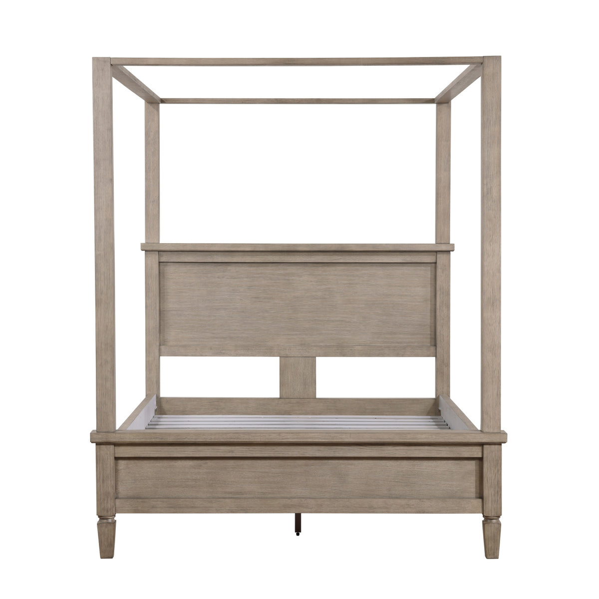 Gray Oak Queen Platform Canopy Bed | OROA
