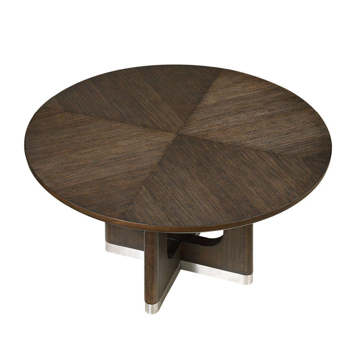 Modern Round Brown Wooden Dining Table | OROA