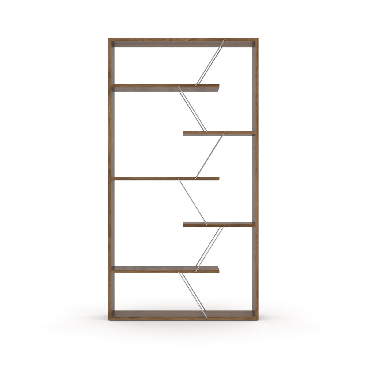 Industrial Walnut 6-Shelf Open Back Etagere Bookcase | OROA
