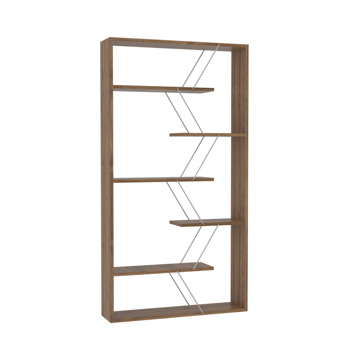 Industrial Walnut 6-Shelf Open Back Etagere Bookcase | OROA