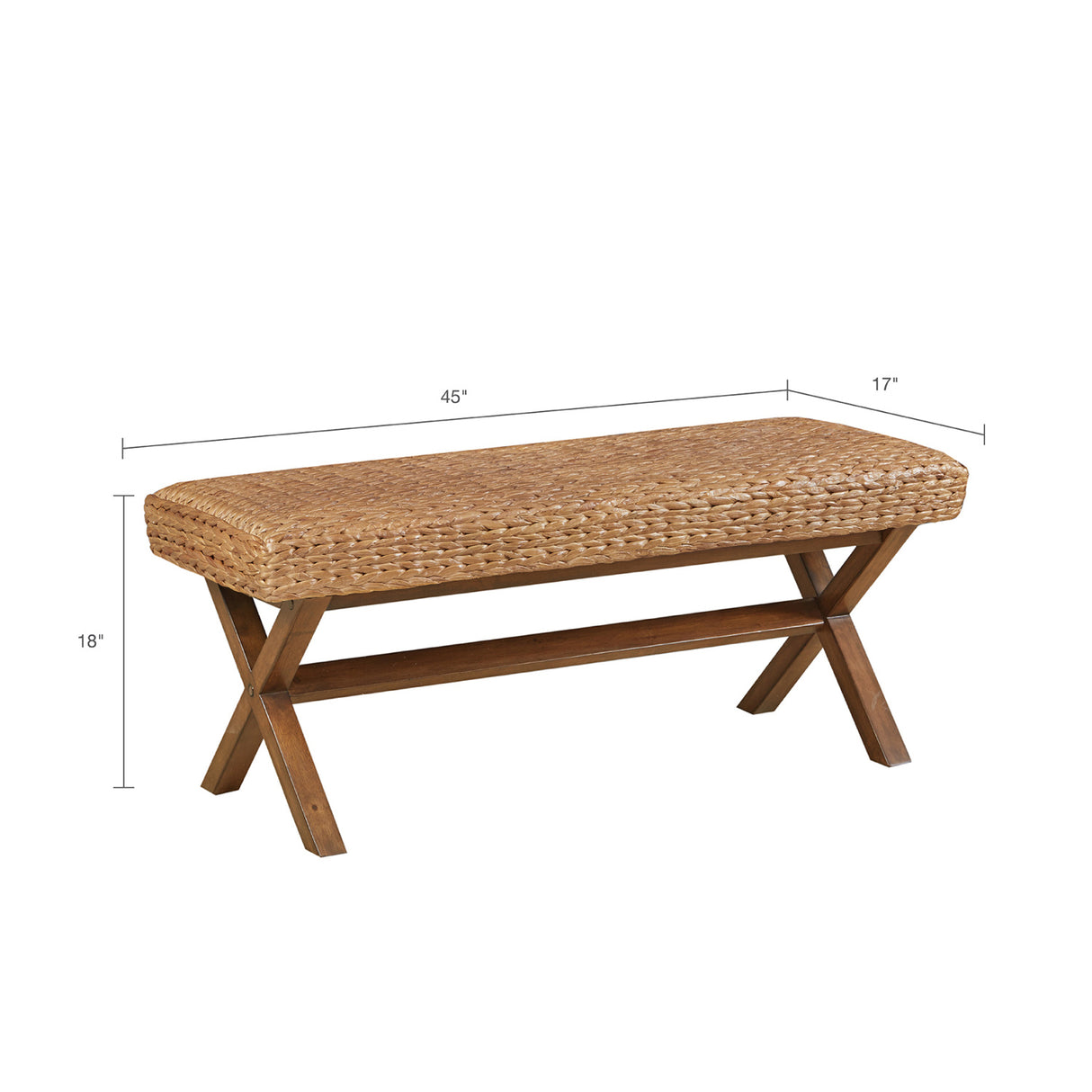 Water Hyacinth Seat Mahogany Base Bench | OROA