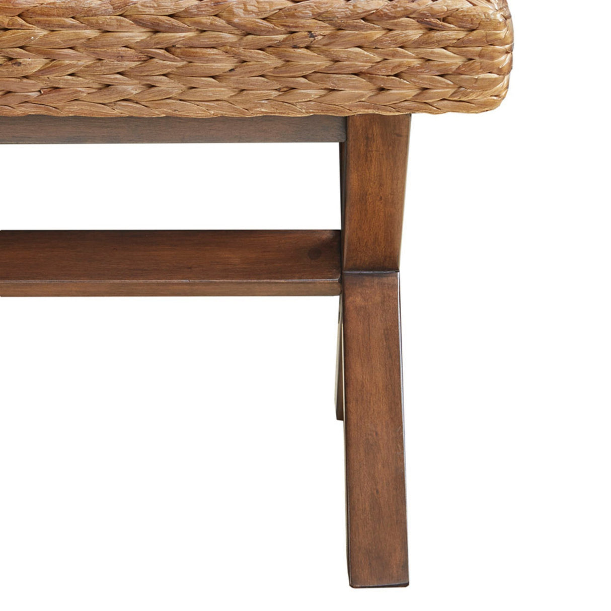 Water Hyacinth Seat Mahogany Base Bench | OROA