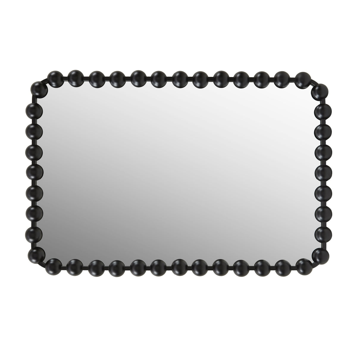 Black Rounded Rectangle Beaded Wall Mirror by OROA