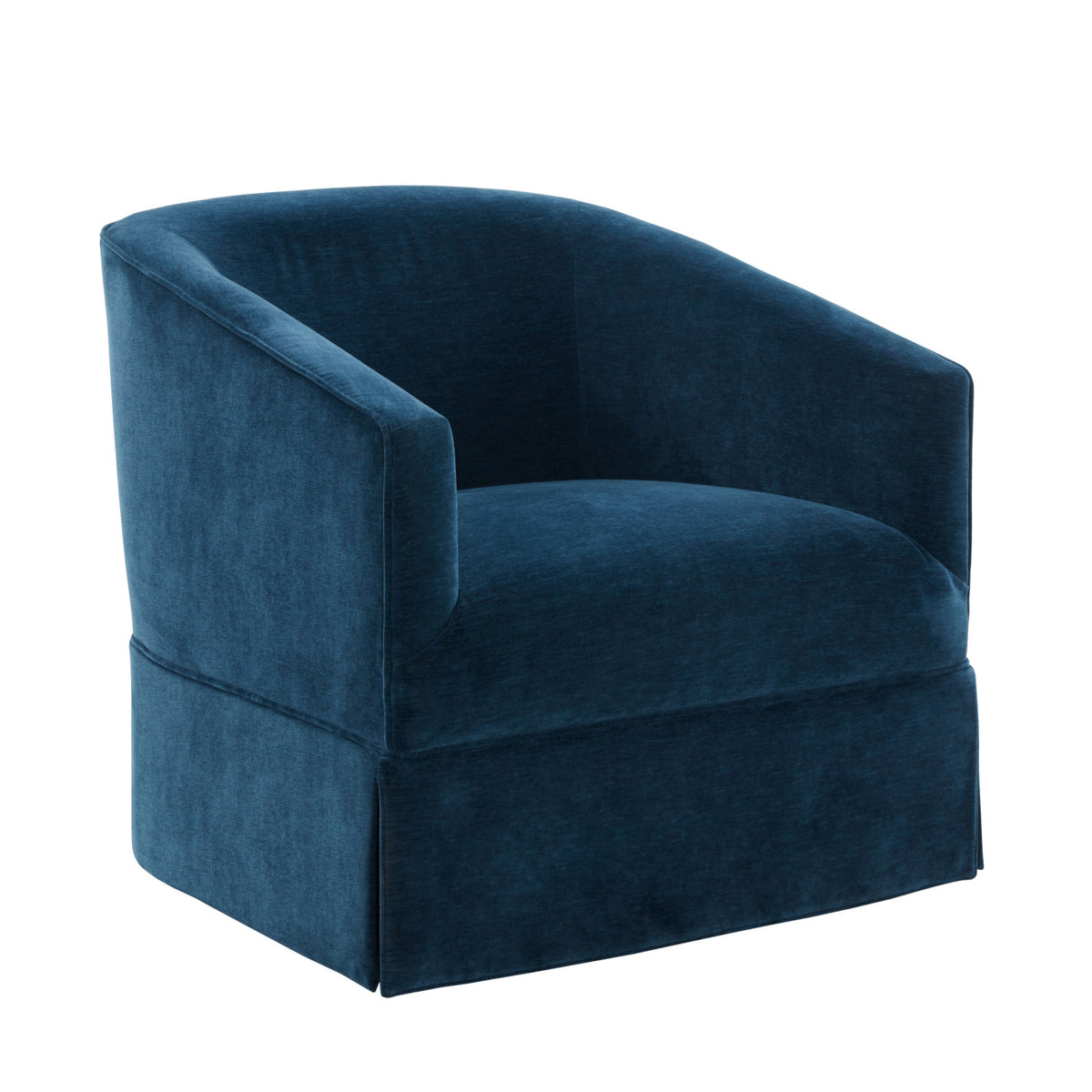 Blue Polyester Skirted Swivel Accent Chair | OROA