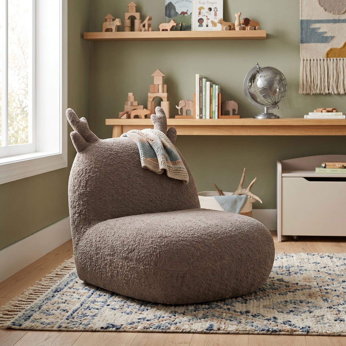 Weston Brown Chenille Deer-Shaped Kids Chair | OROA Kids