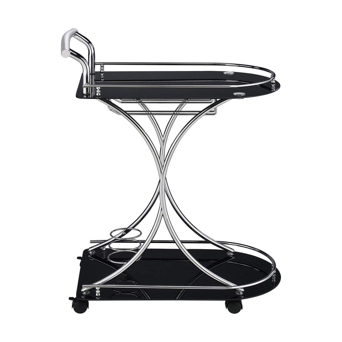 Allen Black and Chrome 2-Tier Glass Bar Cart | OROA