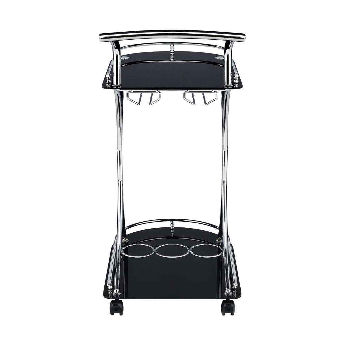 Allen Black and Chrome 2-Tier Glass Bar Cart | OROA