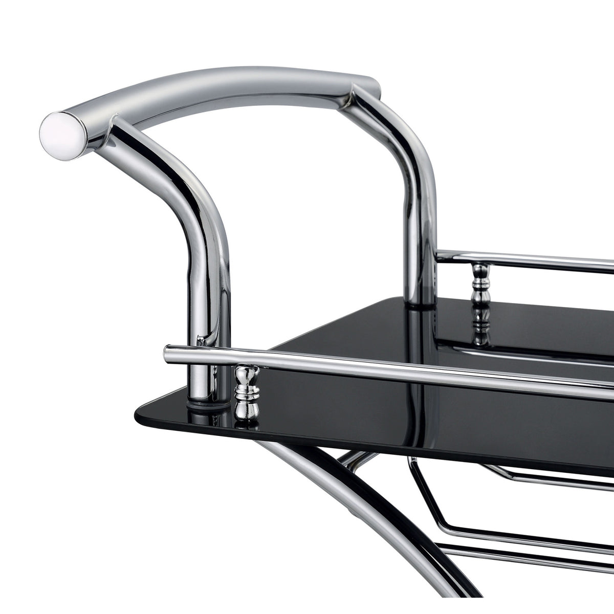 Allen Black and Chrome 2-Tier Glass Bar Cart | OROA
