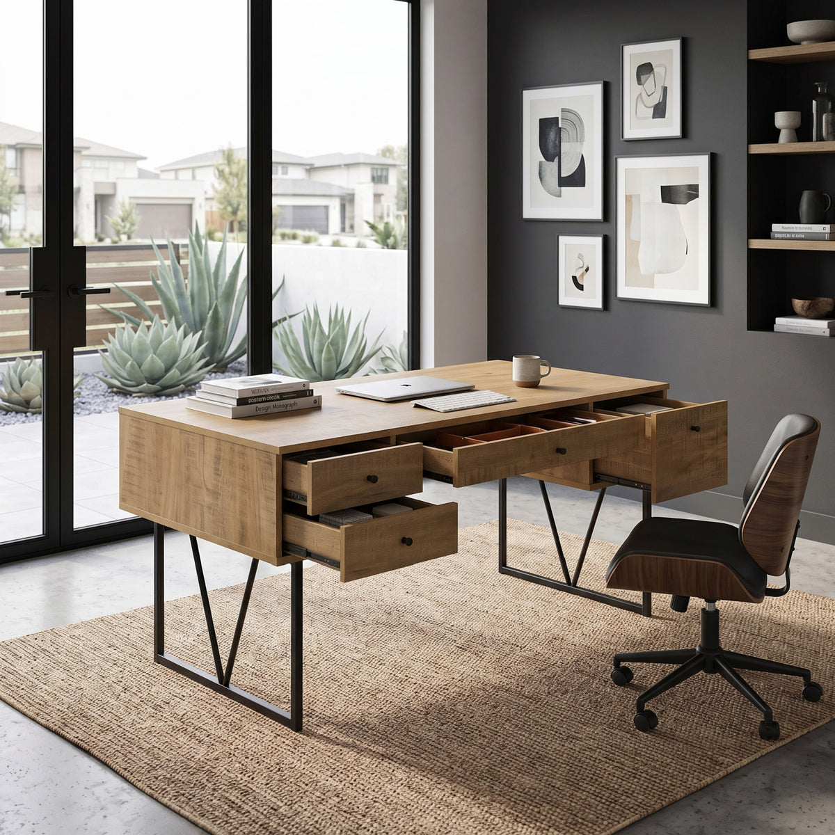 Vellun Mango 4-Drawer Desk | OROA