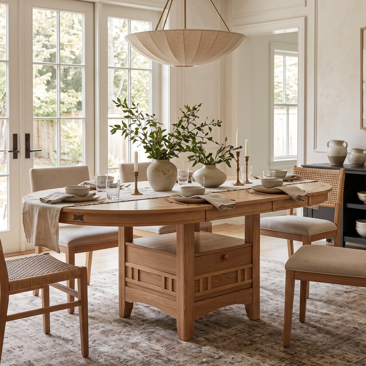 Modern European furniture - Davidoff Light Oak Oval Extension Dining Table - www.oroa.com