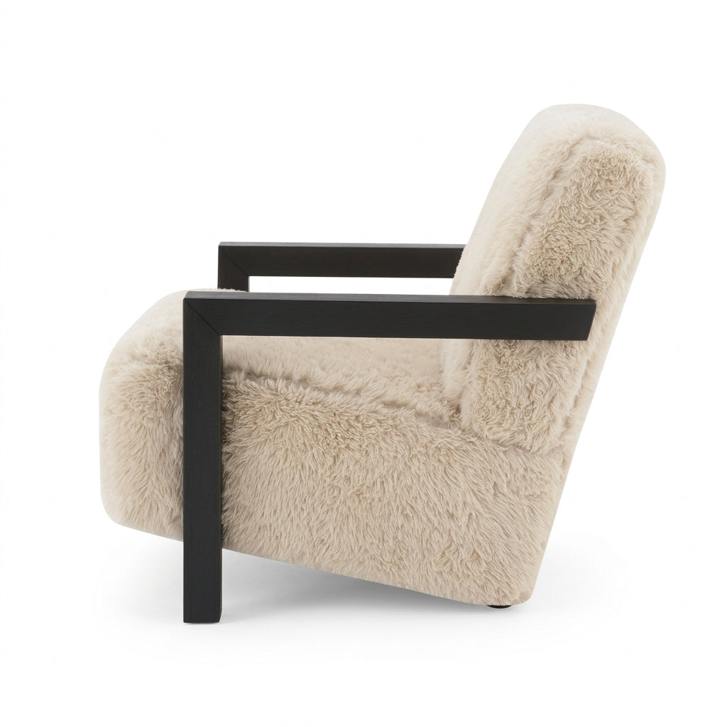 Scandi Accent Chair with Wooden Arms | OROA
