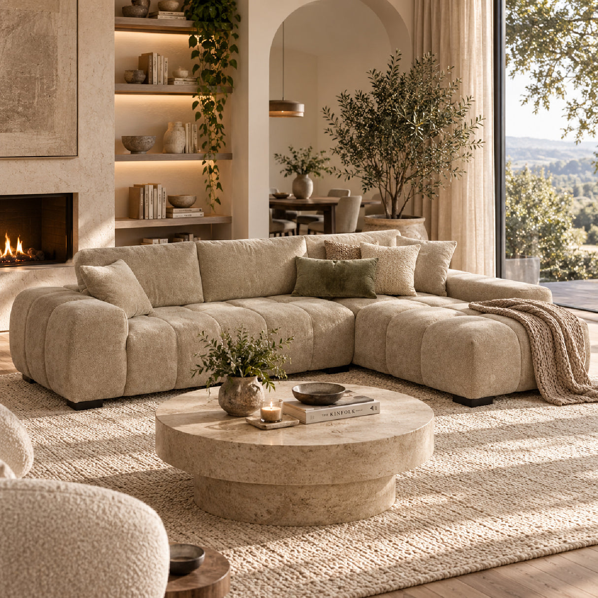 Plather Upholstered Sectional Sofa | OROA