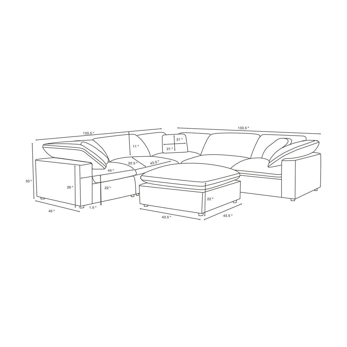 Segoura Ivory Upholstered Modular Sofa | OROA