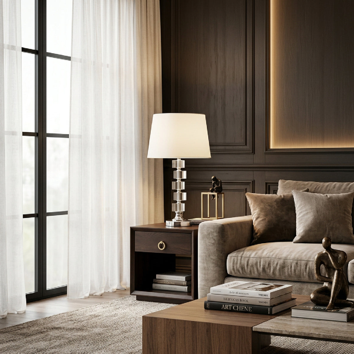 Modern European furniture - Crystal Round Metal Table Lamp - www.oroa.com