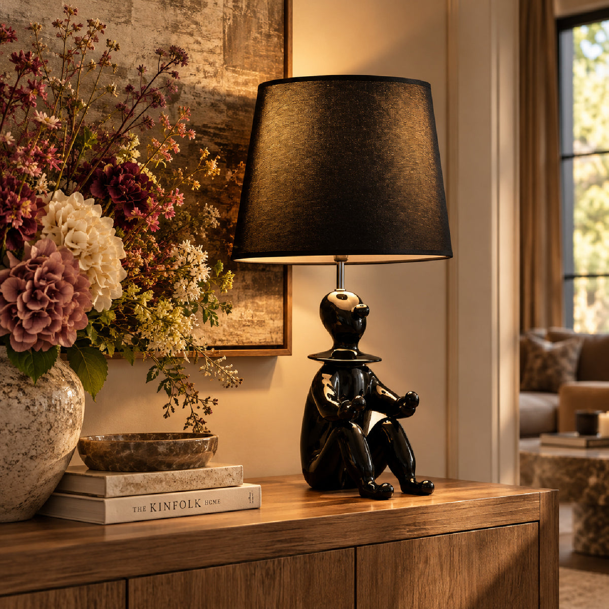 Black Modern Clown Table Lamp by OROA