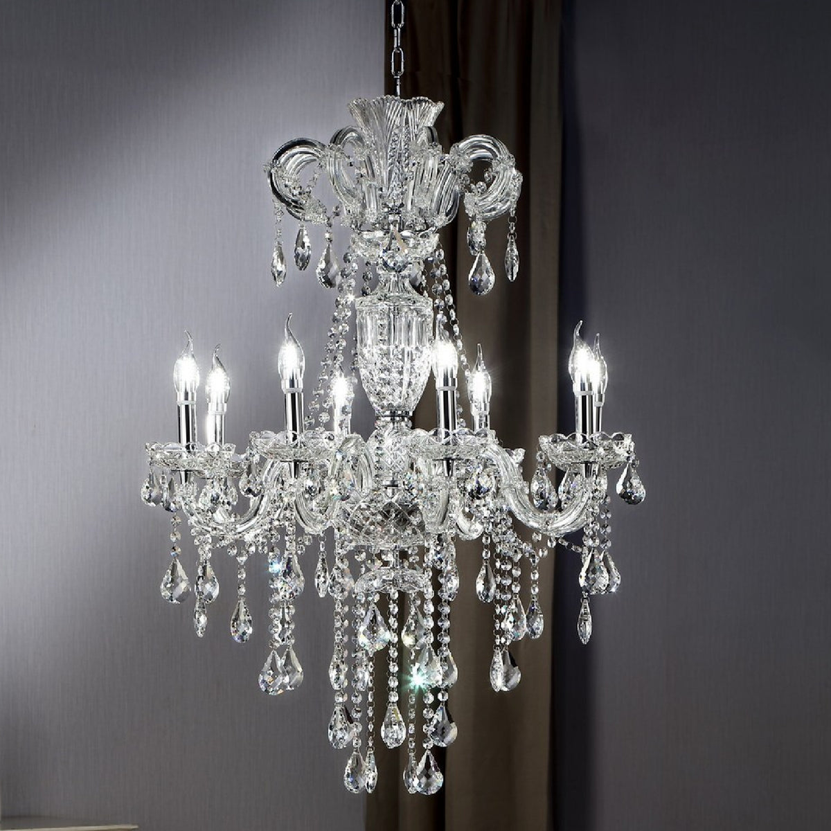 Silver Crystal 8-Led Light Chandelier | OROA