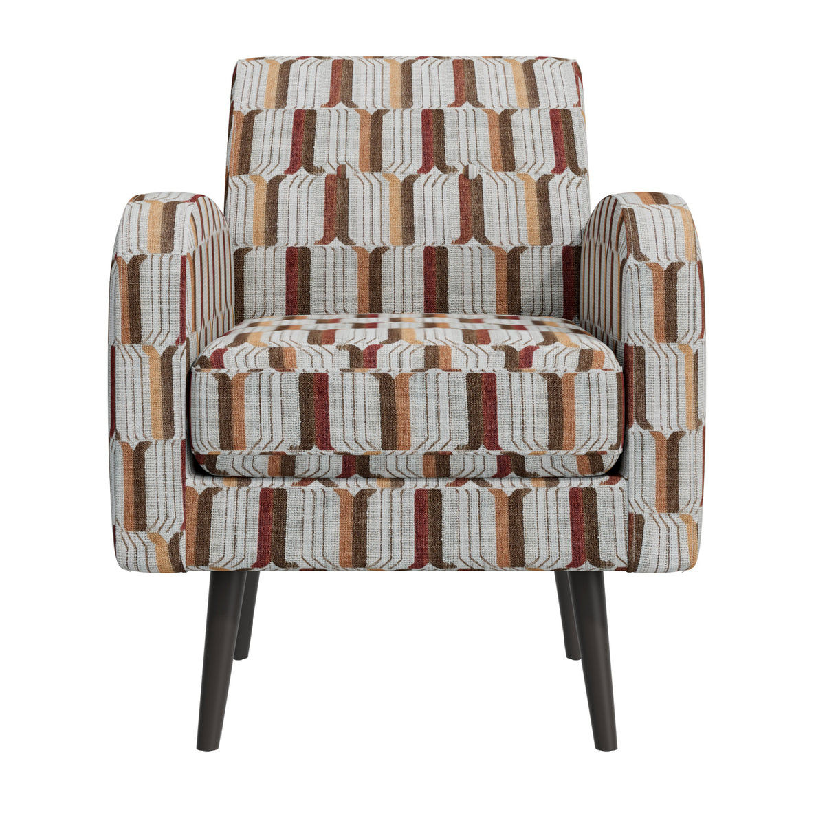 Cream and Red Stripe Accent Chair | OROA