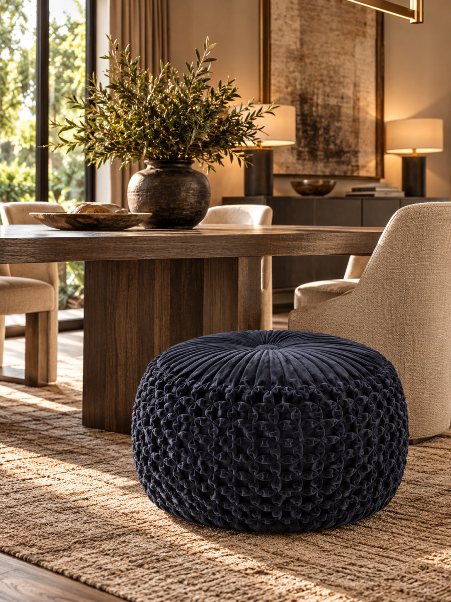 Renee Velvet Tufted Pouf | OROA