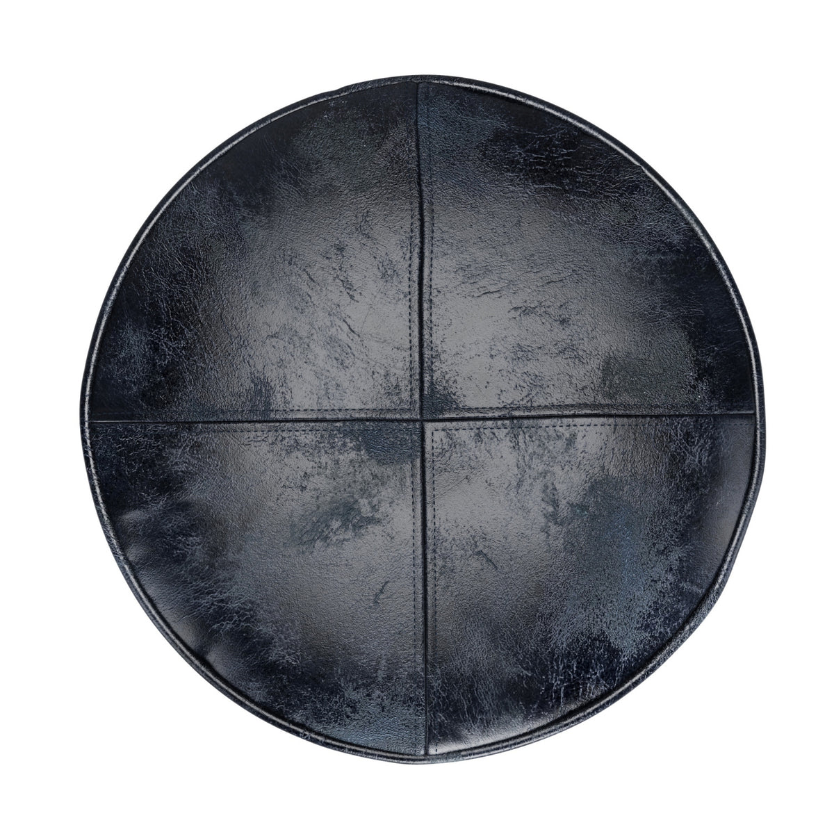 Modern European furniture - Genuine Leather Blue Round Pouf - www.oroa.com
