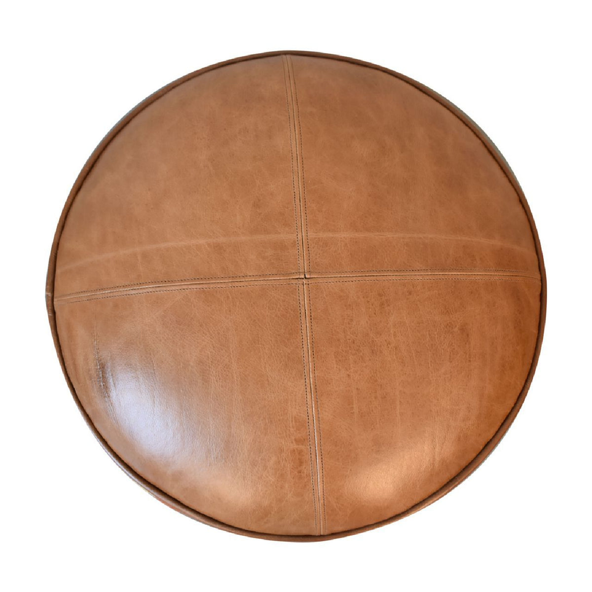 Solid Wood Leather Mixed Upholstered Footstool | OROA